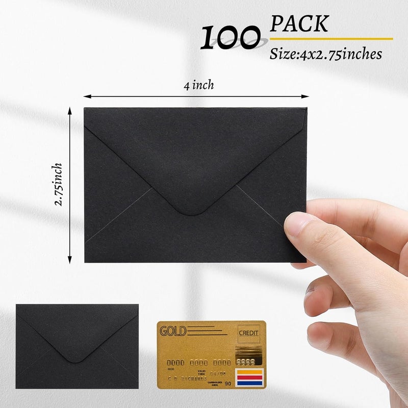 Keketer 100 عبوة 4 × 2.75" أظرف صغيرة 120 جرام أسود لأظرف بطاقات الهدايا بالجملة أكمام بطاقات الهدايا الورقية الصغيرة بطاقات التهنئة بطاقات العمل جيوب الأظرف الصغيرة للبطاقات والدعوات - Image 4